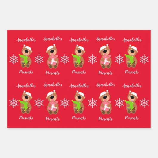 Speciaal Cute Beer Happy kerstwrapping P Inpakpapier Vel (Voorkant 3)