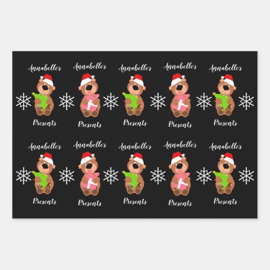 Speciaal Cute Beer Happy kerstwrapping P Inpakpapier Vel (Voorkant 2)