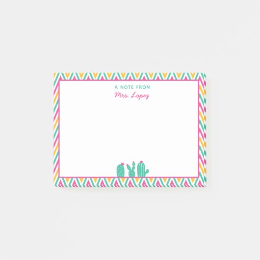 Speciaal Cute Cactus-leraar Chevron Post-it® Notes (Voorkant)