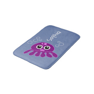 Speciaal Cute Cartoon Paars Octopus Blue Badmat
