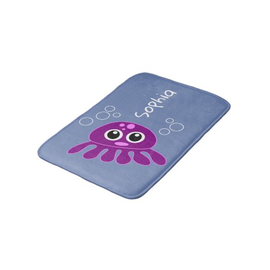 Speciaal Cute Cartoon Paars Octopus Blue Badmat (Gekanteld)