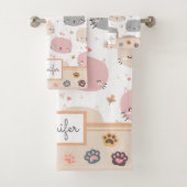 Speciaal Cute Cat Seamless Pattern Kinder Bad Handdoek (Insitu)