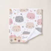 Speciaal Cute Cat Seamless Pattern Kinder Bad Handdoek (Wasdoekje)