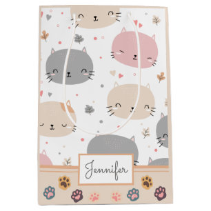 Speciaal Cute Cat Seamless Pattern Kinder Medium Cadeauzakje