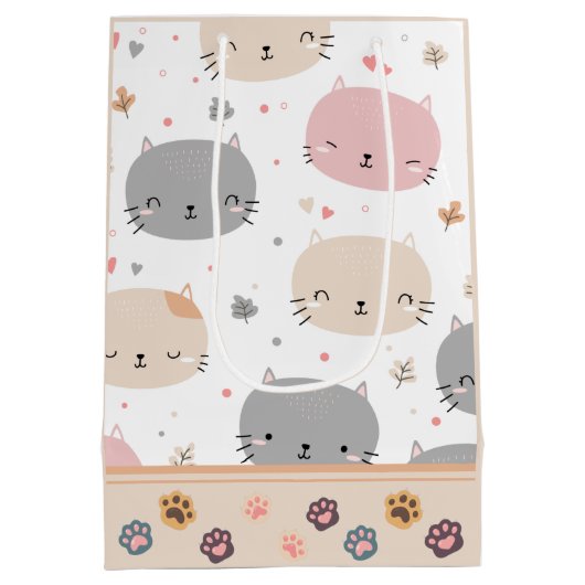 Speciaal Cute Cat Seamless Pattern Kinder Medium Cadeauzakje (Achterkant)