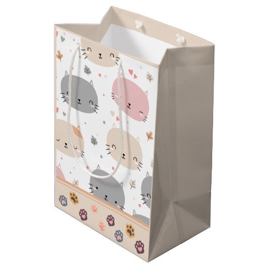 Speciaal Cute Cat Seamless Pattern Kinder Medium Cadeauzakje (Achterkant Gekanteld)