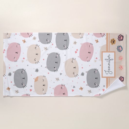 Speciaal Cute Cat Seamless Pattern Kinder Strandlaken (Voorkant)