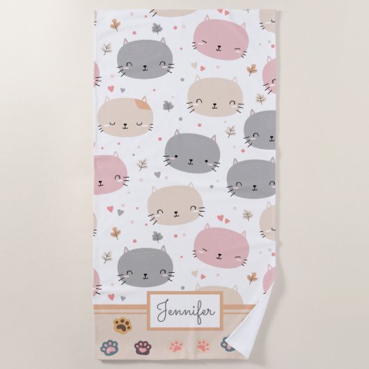 Speciaal Cute Cat Seamless Pattern Kinder Strandlaken (Voorkant)