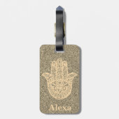 Speciaal Cute gelukshamsa hand glitter gold Bagagelabel (Achterkant verticaal)
