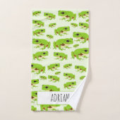 Speciaal Cute Green Tree Frog Pattern Bad Handdoek (Handdoek)