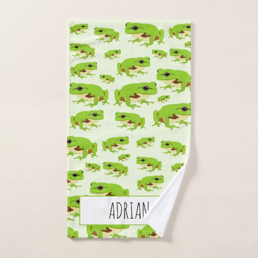 Speciaal Cute Green Tree Frog Pattern Bad Handdoek (Handdoek)
