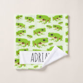 Speciaal Cute Green Tree Frog Pattern Bad Handdoek (Wasdoekje)