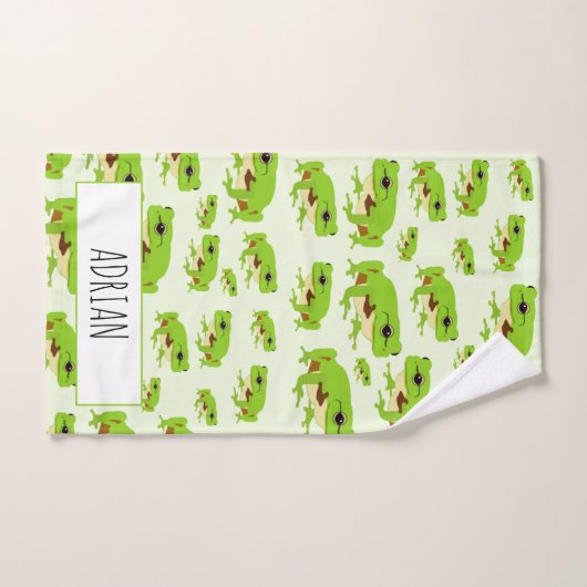 Speciaal Cute Green Tree Frog Pattern Bad Handdoek (Handdoek)