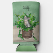 Speciaal Cute Kitten in Catnip Pot Seltzer Blikjeskoeler (Voorkant)