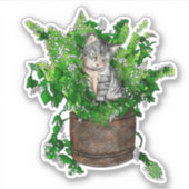 Speciaal Cute Kitten in Catnip Pot Sticker (Voorkant)