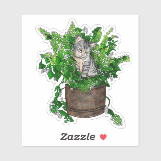 Speciaal Cute Kitten in Catnip Pot Sticker (Vel)
