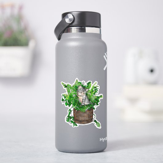 Speciaal Cute Kitten in Catnip Pot Sticker (HydroFlask)