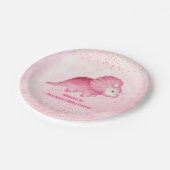 Speciaal Cute Pink Dinosaur Papieren Bordje (Gekanteld)