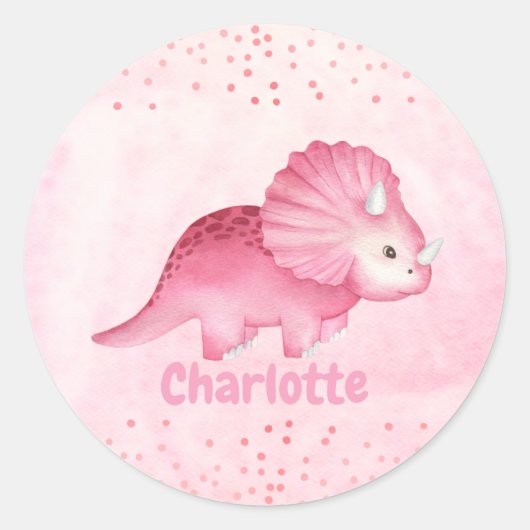 Speciaal Cute Pink Dinosaur Ronde Sticker (Voorkant)