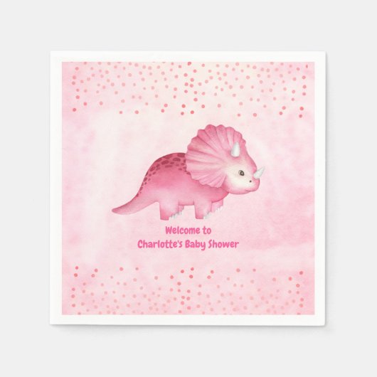 Speciaal Cute Pink Dinosaur Servet (Voorkant)