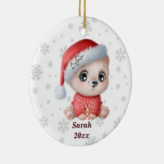 Speciaal Cute Polar-Beer - Mijn eerste Kerstmis Keramisch Ornament (Rechts)