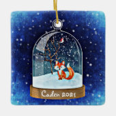 Speciaal Cute Red Fox in Snowglobe Keramisch Ornament (Voorkant)