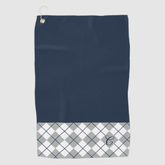 Speciaal design in blauw, wit en grijs | golfhanddoek