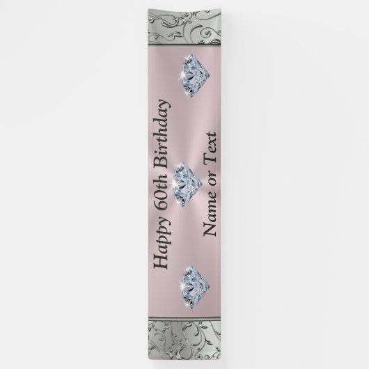 Speciaal diamant 60th Birthday Banners voor haar (Verticaal)
