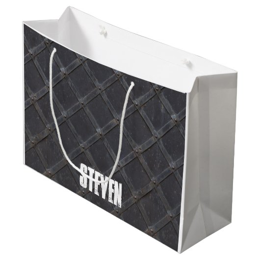 Speciaal diamantpatroon van ijzermetaaldiamant groot cadeauzakje (Voorkant Gekanteld)