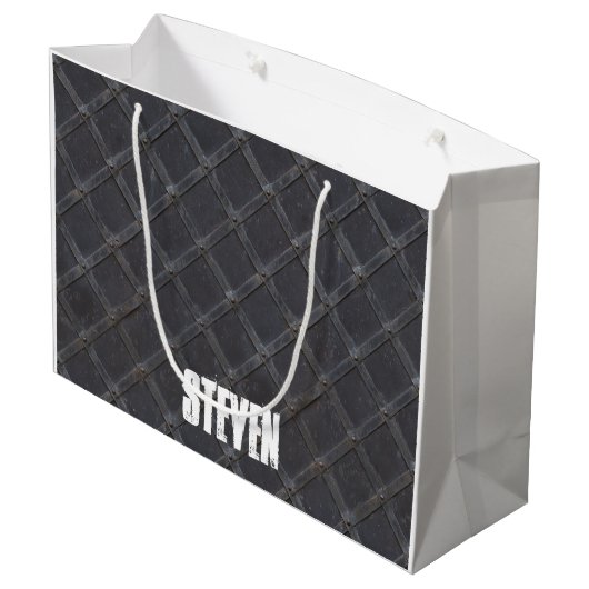 Speciaal diamantpatroon van ijzermetaaldiamant groot cadeauzakje (Achterkant Gekanteld)