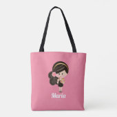 Speciaal donker haarfijn gemaakt Makeup Girl Tote Bag (Achterkant)