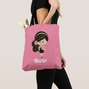 Speciaal donker haarfijn gemaakt Makeup Girl Tote Bag