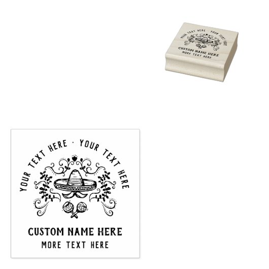 Speciaal door de hand getrokken Mexicaans  Rustic Rubberstempel (Gestempeld)