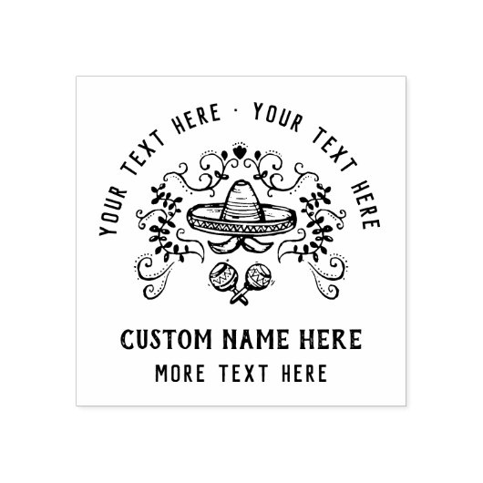 Speciaal door de hand getrokken Mexicaans Rustic Rubberstempel (Afrduk)