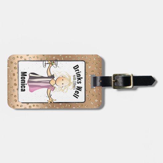 Speciaal Drink glitter Sparkle Bagagelabel (Voorkant horizontaal)