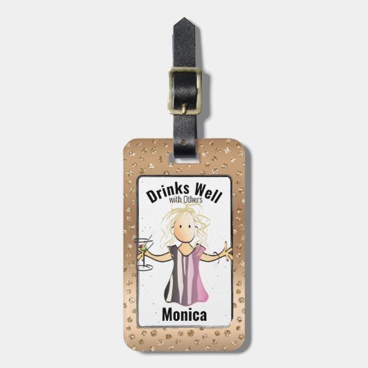 Speciaal Drink glitter Sparkle Bagagelabel (Voorkant verticaal)