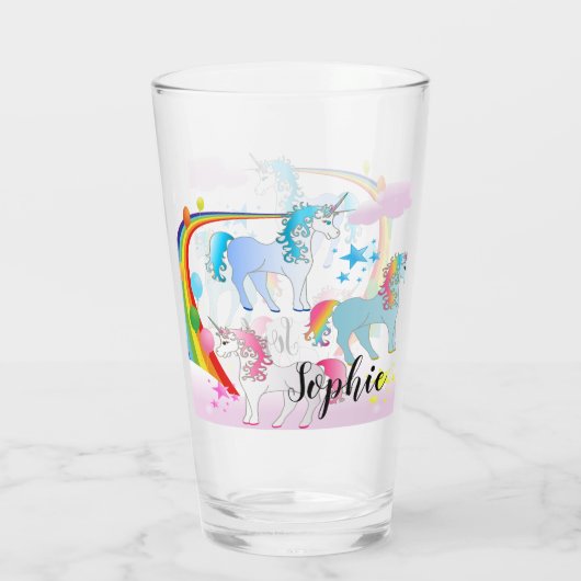 Speciaal Drink Unicorn en regenboogglas Glas (Achterkant)