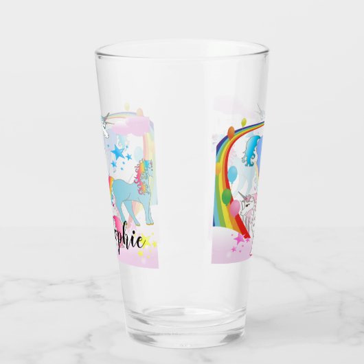 Speciaal Drink Unicorn en regenboogglas Glas (Links)
