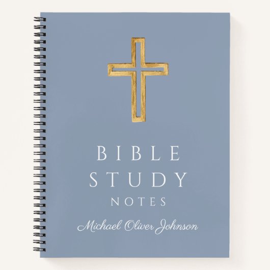 Speciaal Dusty Blue Religious Cross Notitieboek (Voorkant)