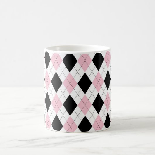 Speciaal Elegant Argyle Pattern Pink & Black Koffiemok (Center)
