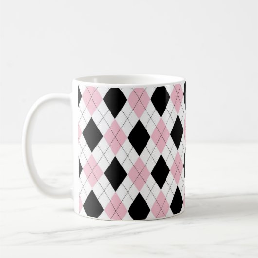 Speciaal Elegant Argyle Pattern Pink & Black Koffiemok (Links)