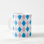 Speciaal Elegant Argyle Pattern Pink & Blue Koffiemok (Voorkant links)