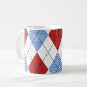 Speciaal Elegant Argyle Pattern Red & Blue Koffiemok (Voorkant links)