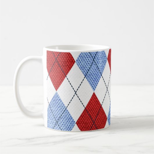 Speciaal Elegant Argyle Pattern Red & Blue Koffiemok (Links)