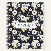 Speciaal Elegant Blue & White Floral Pattern Notitieboek (Voorkant)