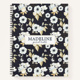 Speciaal Elegant Blue & White Floral Pattern Notitieboek