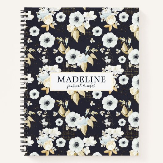 Speciaal Elegant Blue & White Floral Pattern Notitieboek (Voorkant)