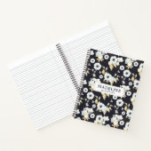 Speciaal Elegant Blue & White Floral Pattern Notitieboek (Binnen)