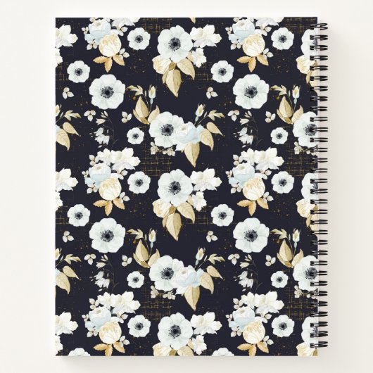 Speciaal Elegant Blue & White Floral Pattern Notitieboek (Achterkant)