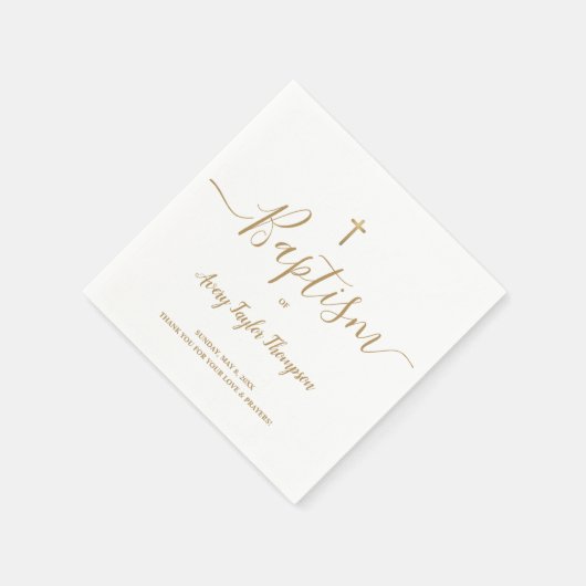 Speciaal Elegant Gold Cross Baptisme Script Servet (Hoek)